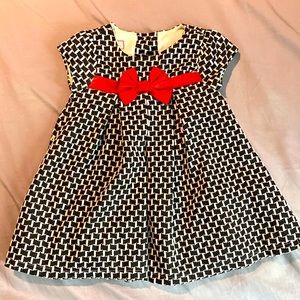 24M Baby Party Dress, black and white with red bow